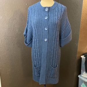 FADED Glory‎ academia blue acrylic heather short sleeve long cardigan sweater